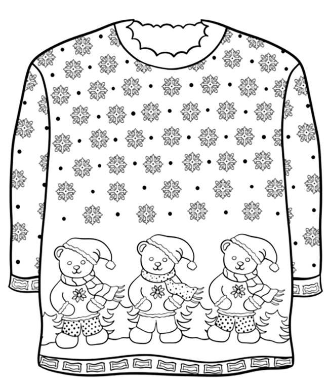 Snow Bears Sweater Coloring Page