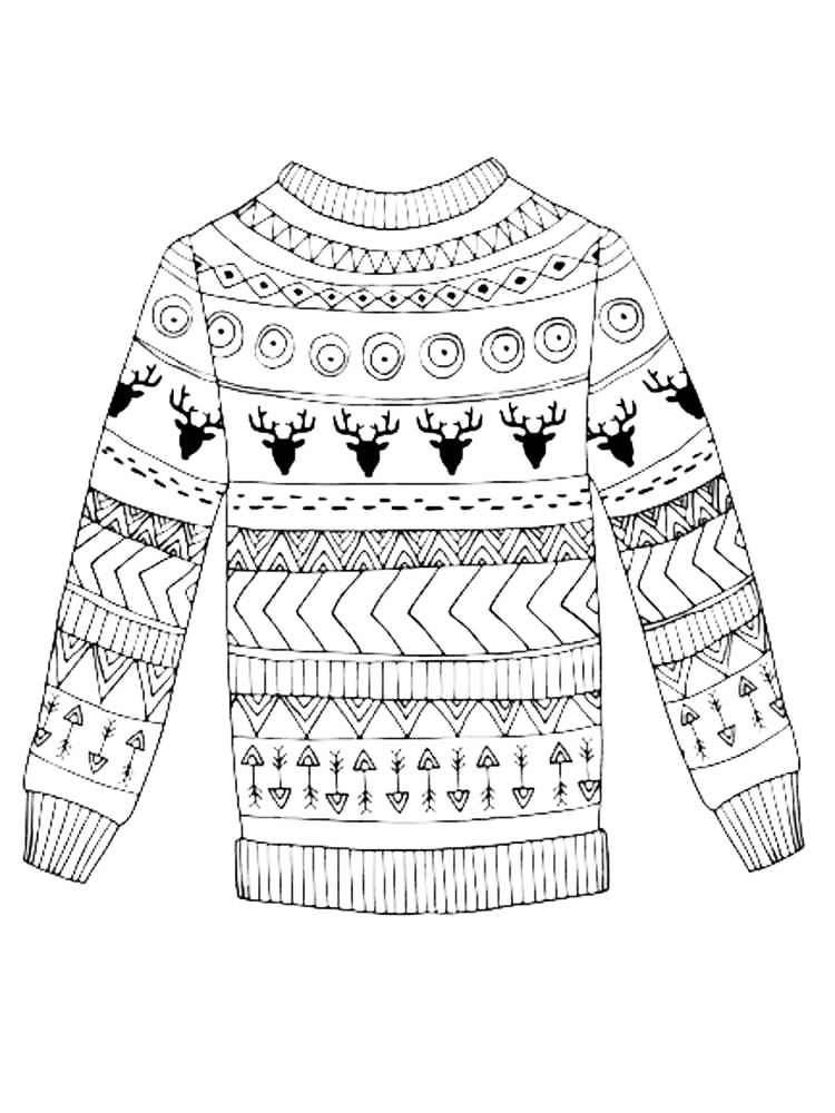 Ugly Christmas Sweater To Color