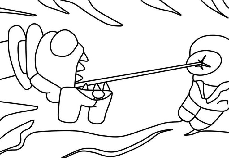 Among Us Fight Coloring Page