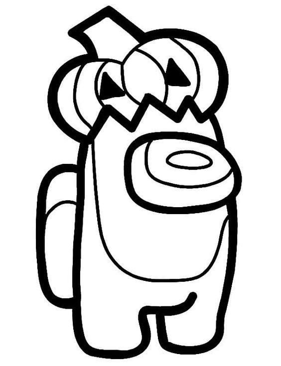 Among Us Pumpkin Head Coloring Page