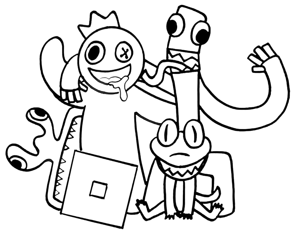 Cute Rainbow Friends Coloring Page