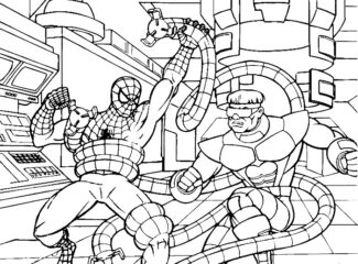 Doctor Octopus And Spiderman Fight Coloring Sheet