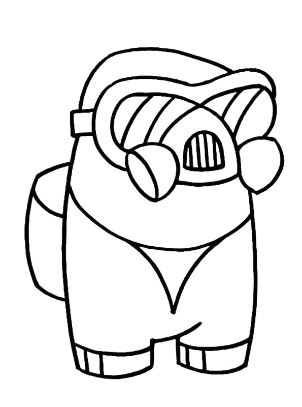 Gas Mask Among Us Coloring Page