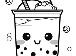 Kawaii Boba Drink Coloring Page