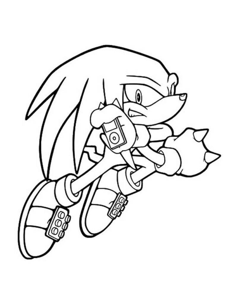 Knuckles Jumping Coloring Page