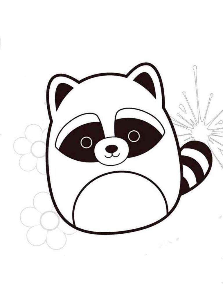 Squishmallows Racoon Coloring Page