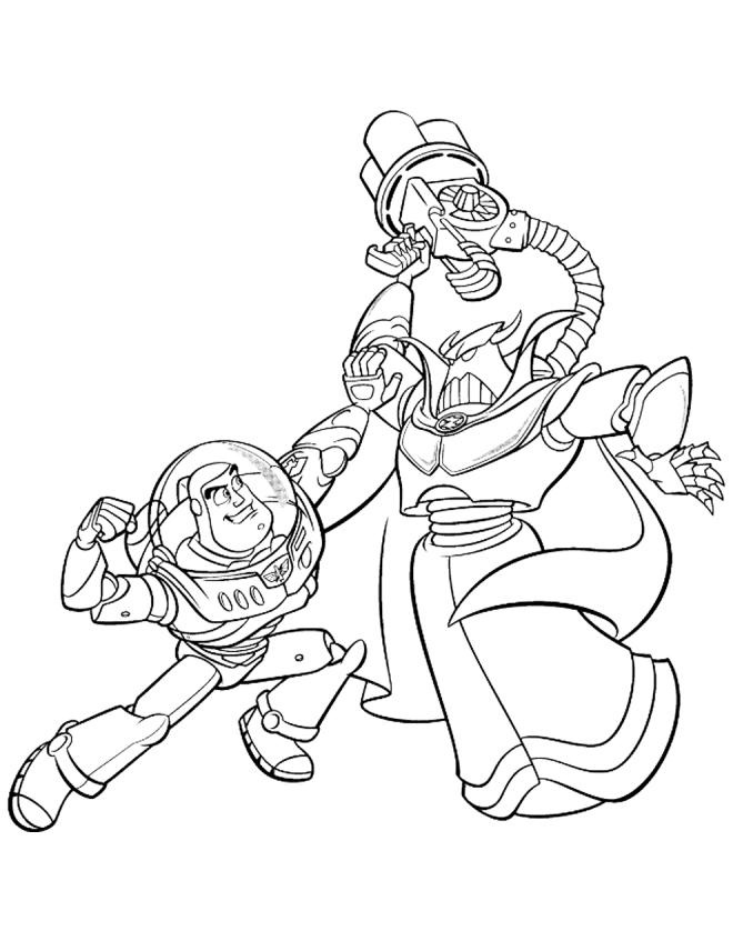 Buz Fights Zurg Coloring Page