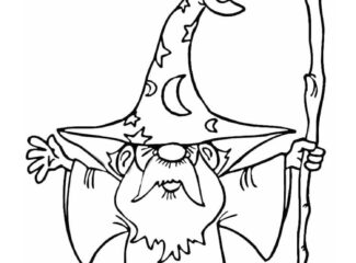 Cartoon Wizard Coloring Sheet