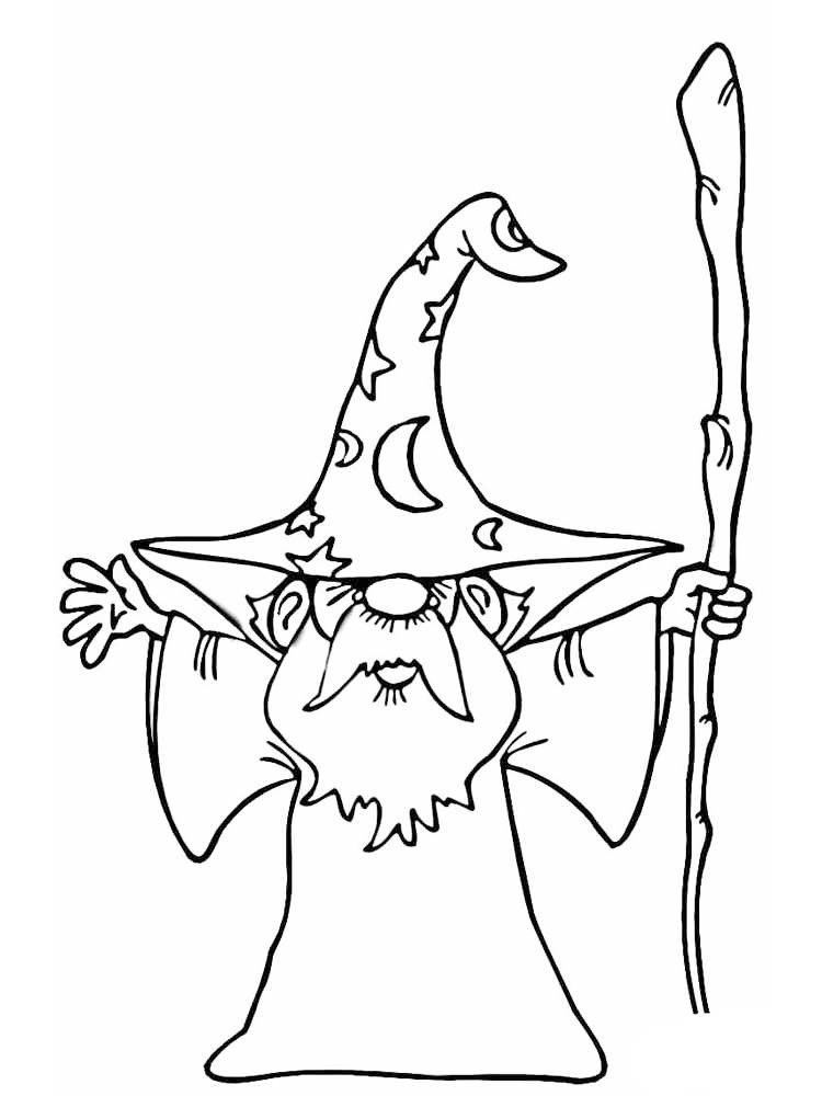 Cartoon Wizard Coloring Sheet