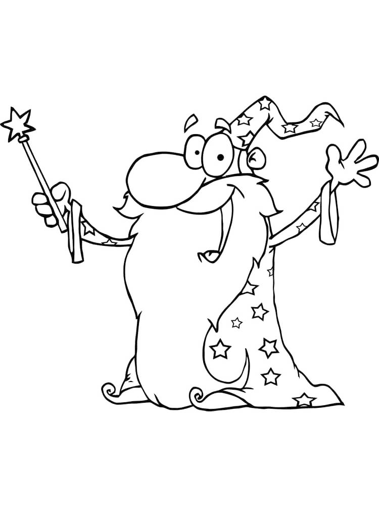 Cute Wizard Cartoon Coloring Page