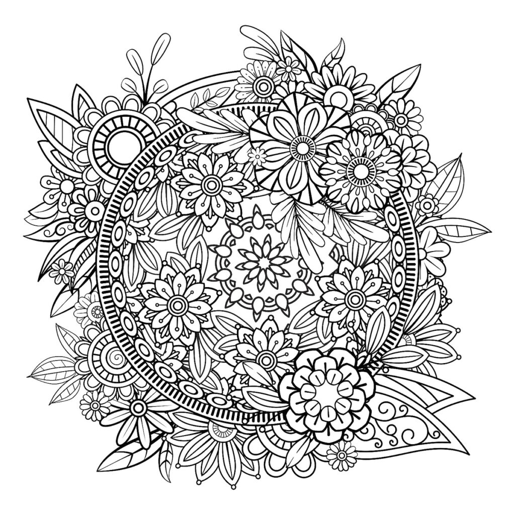 Detailed Flower Coloring Page