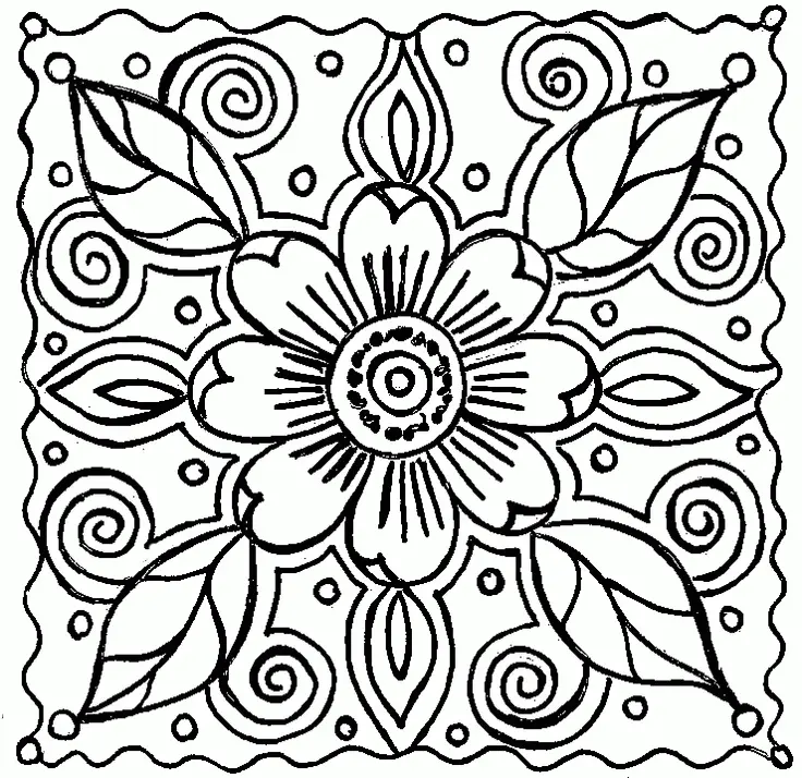 Flower Repeating Pattern To Color