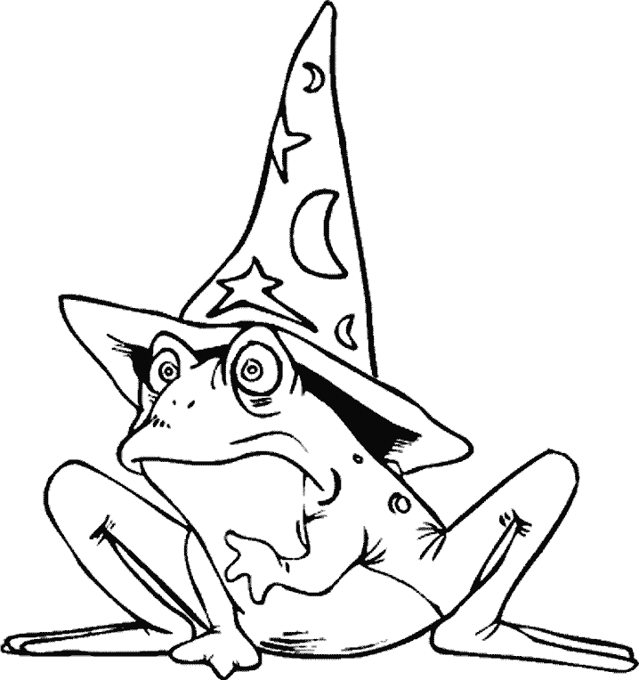 Frog Wizard Coloring Page