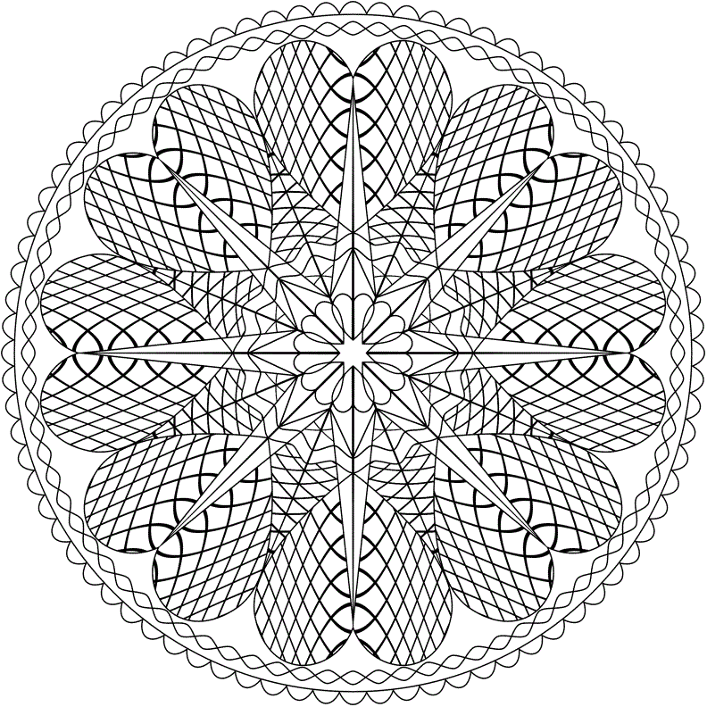 Hearts Mandala Hard Coloring Page