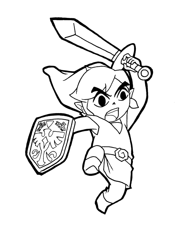 Link Attack Zelda Coloring Page