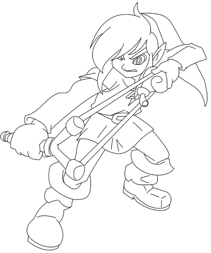 Link Shooting Slingshot Coloring Page