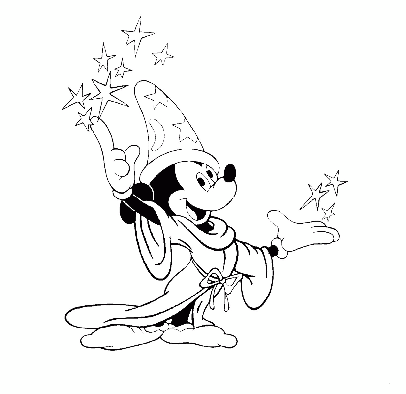 Mickey Mouse Wizard Coloring Page