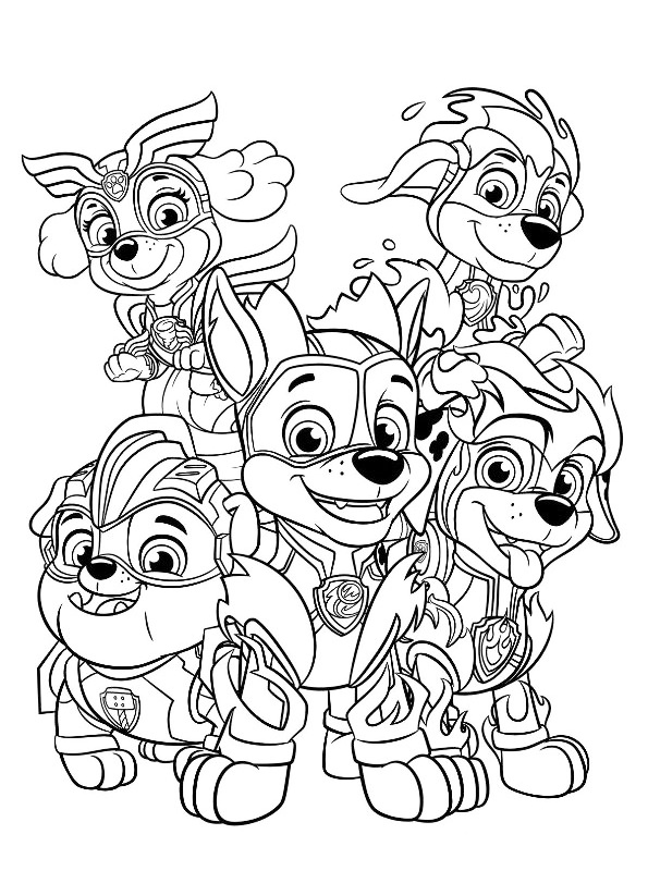 Paw Patrol Pups Coloring Page