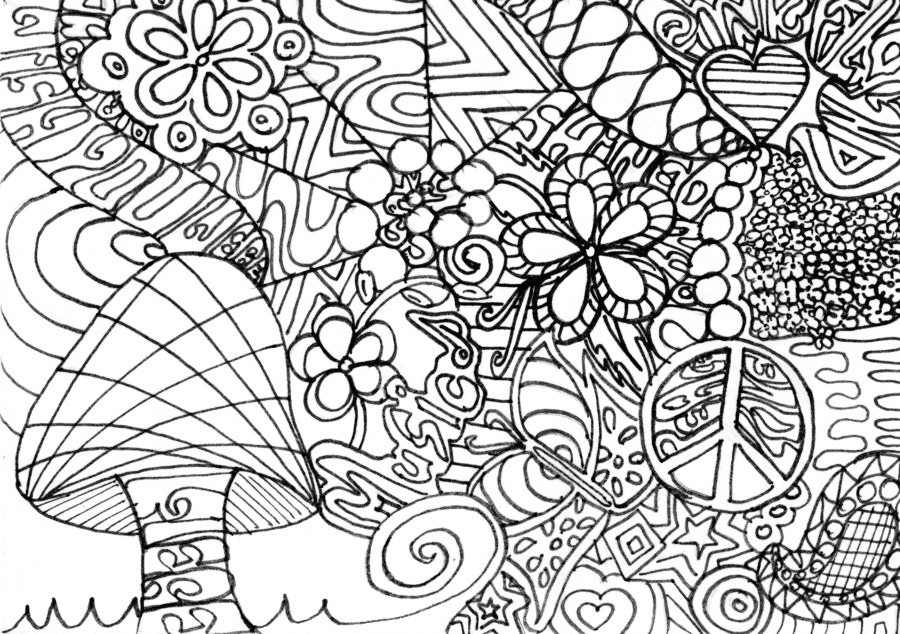 Peace Coloring Psychedelic Sheet