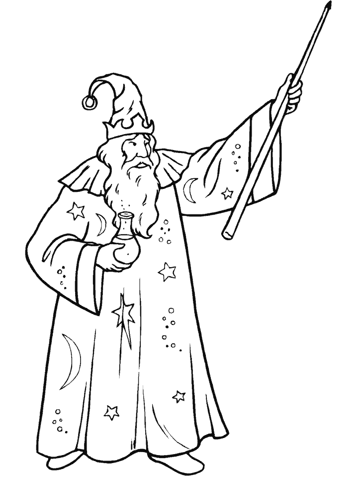 Powerful Wizard Coloring Page