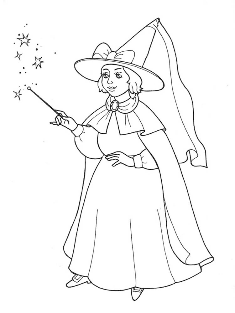 Pretty Witch Coloring Page