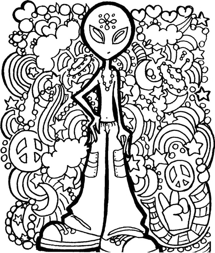 Psychedelic Alien Coloring Page