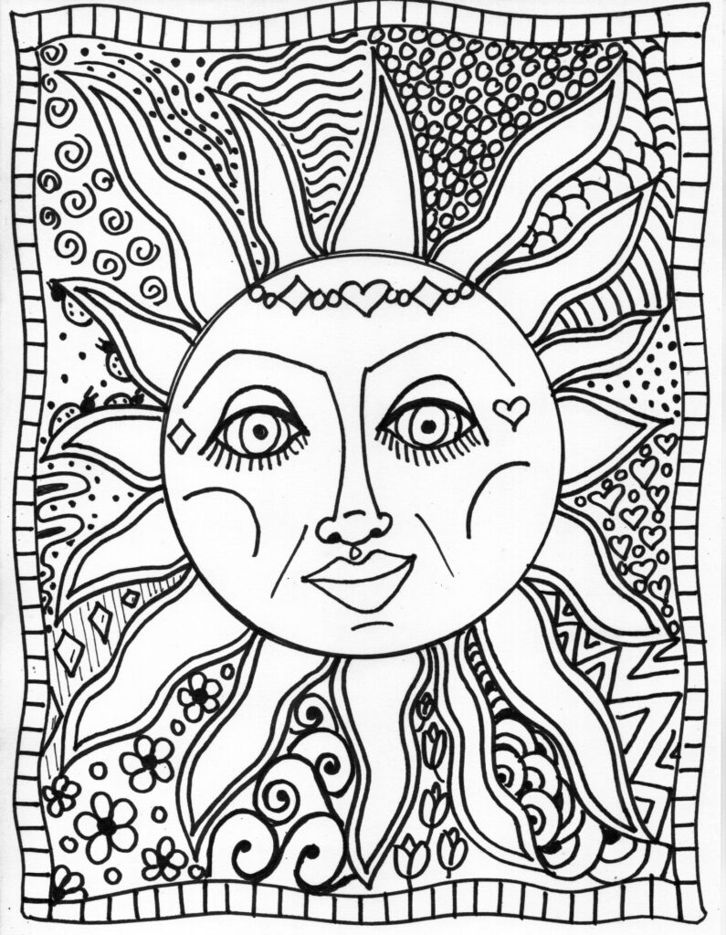 Psychedelic Sun Coloring Page