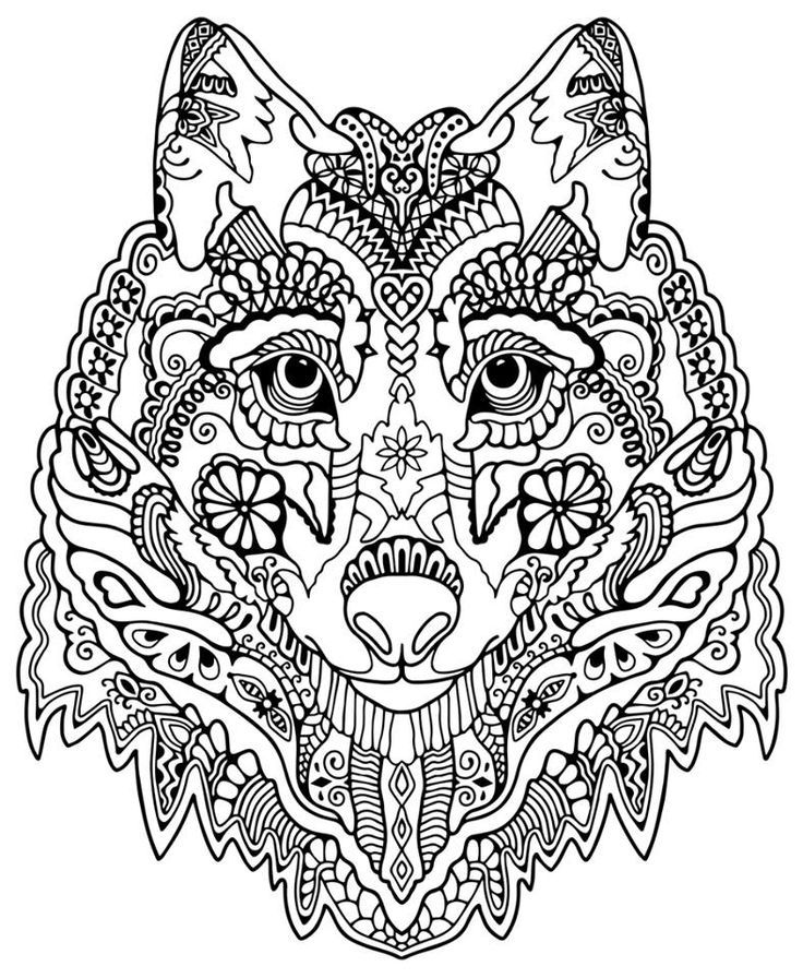 Zen Wolf Coloring Page