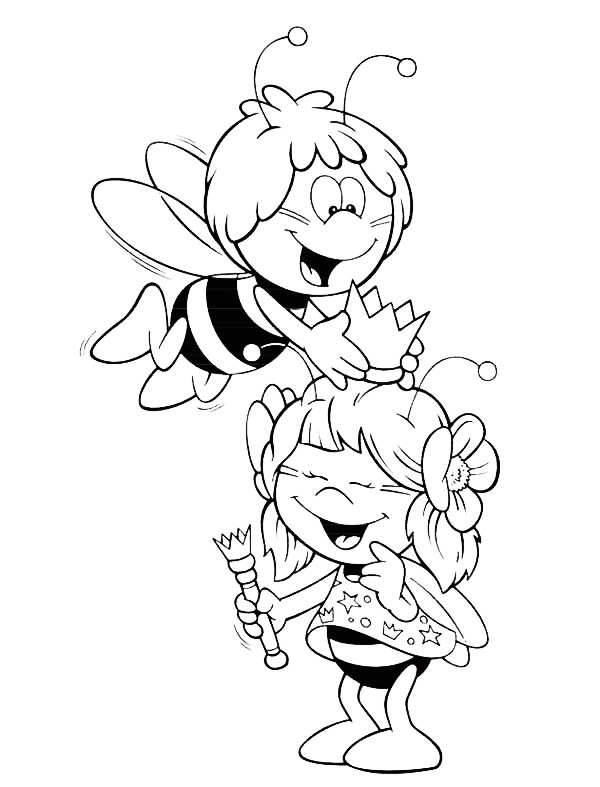 Maya The Bee Placing The Crown Coloring Page