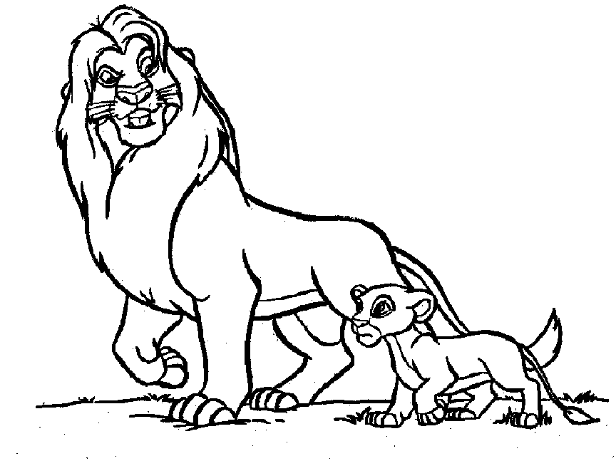 Mufasa Teaches Simba Coloring Page