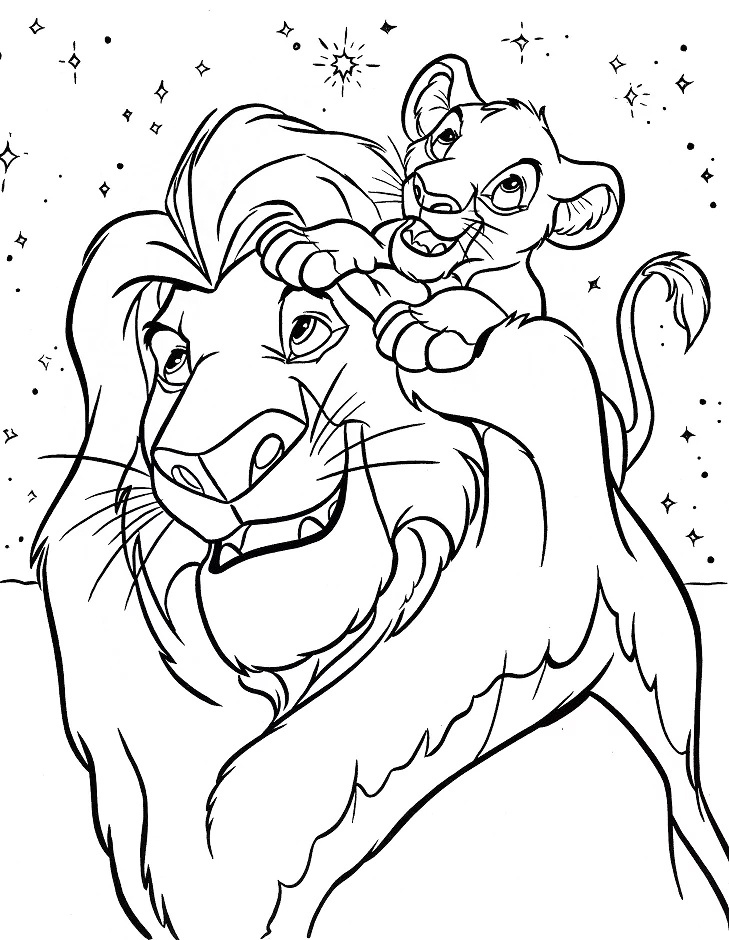 Mufasa And Simba At Night Coloring Page